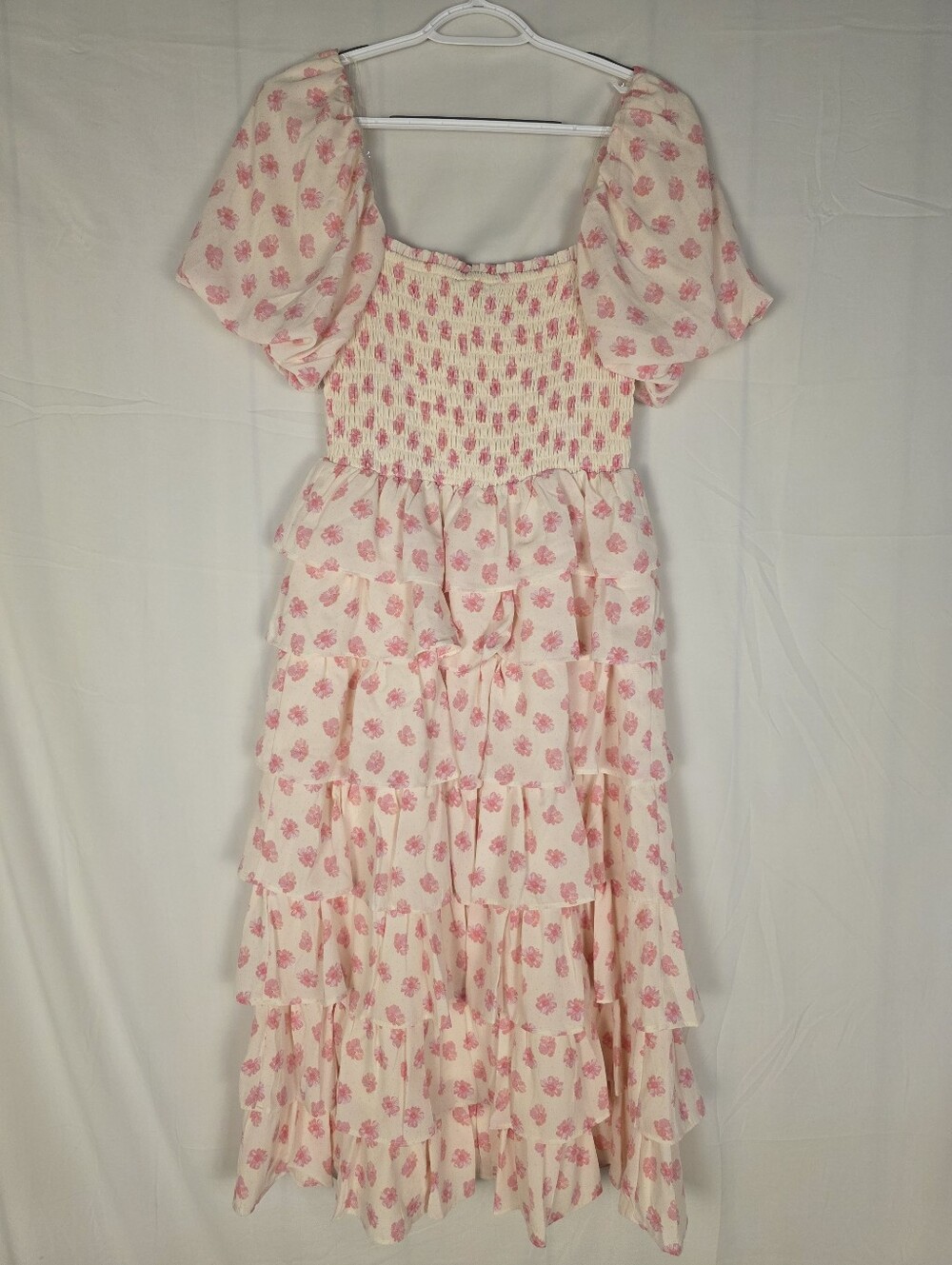Maxi Pink Floral Smocked Dress - Picture 2 of 5